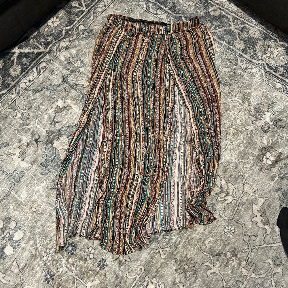 SHEIN Earthy Tones Striped Maxi Skirt